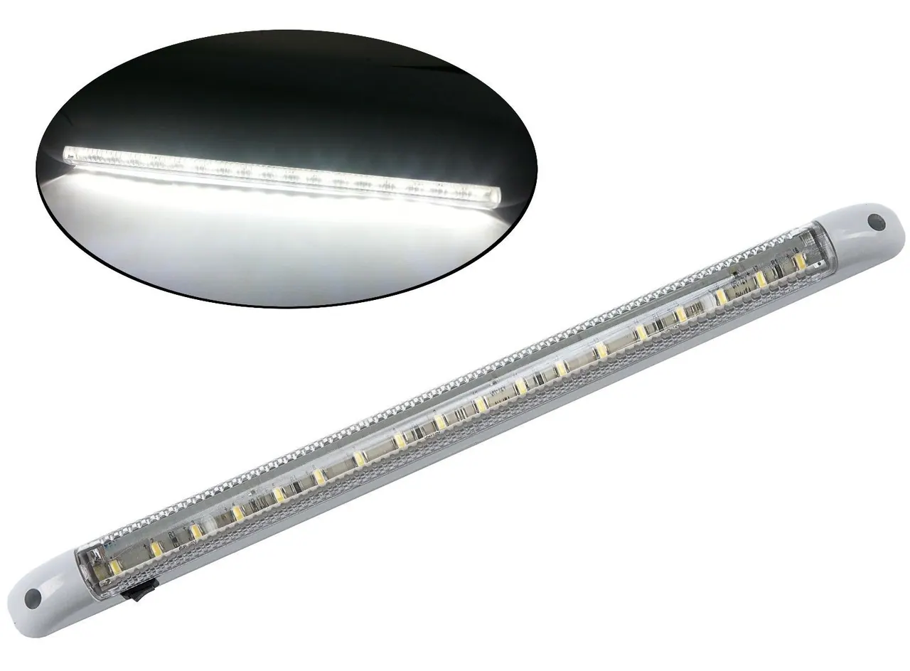 LED Интериорна Лампа, Тръба, 40см, Бяла Светлина, 12V, За Автомобил, Бус, Камион и др.