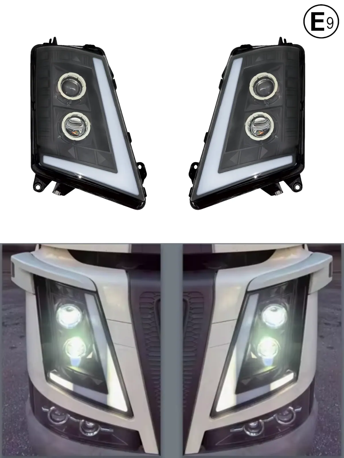 Комплект LED Фарове с къси, дълги и дневни DRL светлини за VOLVO FH4 / FM4 2012+