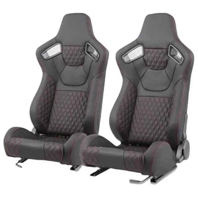 Спортни седалки за МПС - 9015 Черна с червен конец