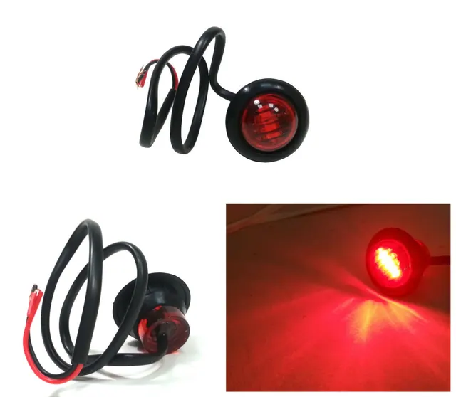 Червен LED Габарит, Тип Копче, Маркер, Токос - 12 - 24V