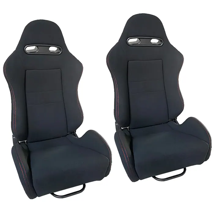 Спортни седалки за МПС - 9002 Черна с червен конец