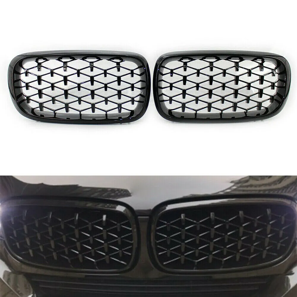 Бъбреци Решетки за BMW X5 E70 / X6 E71 (2007-2013) Diamond Style Черен Гланц